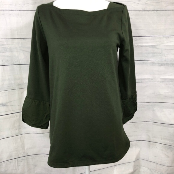 Banana Republic Tops - Mixed Media Ponte Boatneck Olive Tunic - M